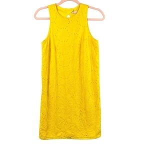Hope & Harlow Daisey Eyelet Shift Dress Yellow Sleeveless Lined Women's Size 2